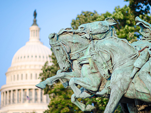 equine statue in front of Capitol building