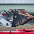 Masses of dead hens lie in a bucket loader.